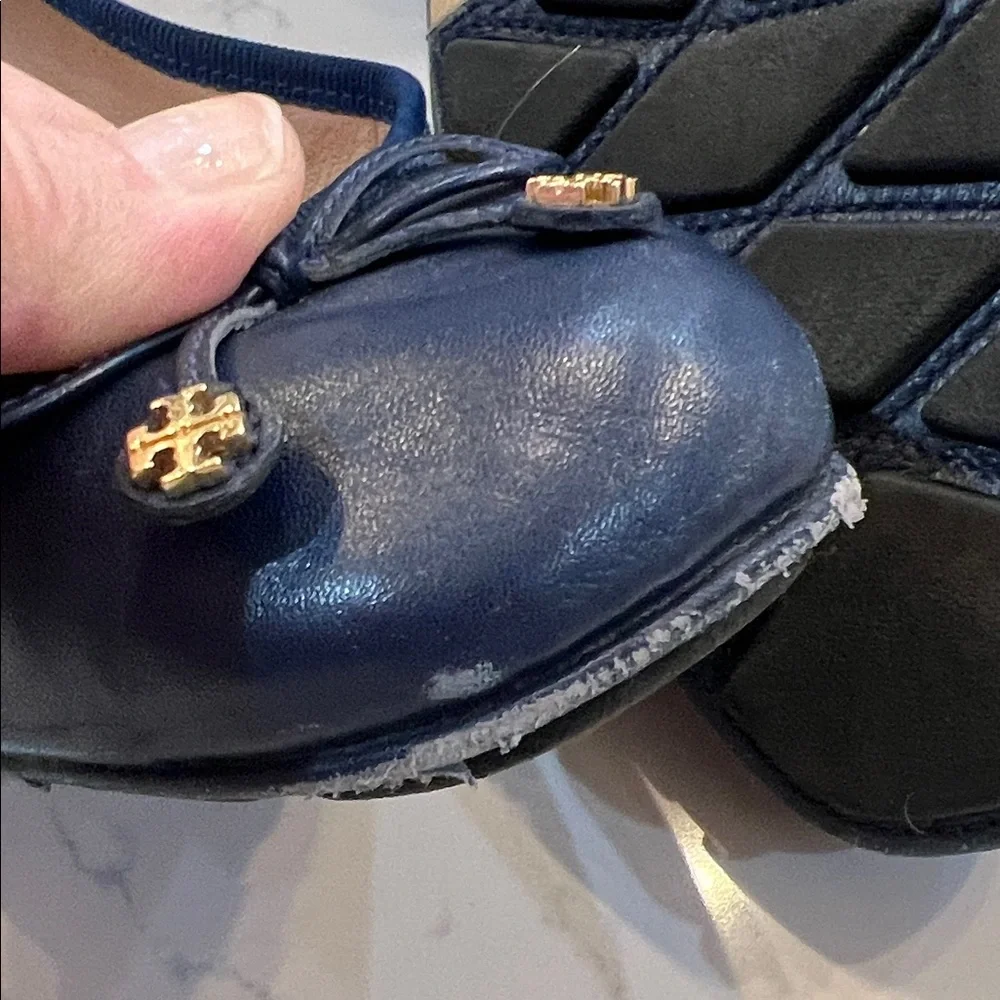 Tory Burch Navy Blue Flats with Gold Accents - Picture 5 of 5